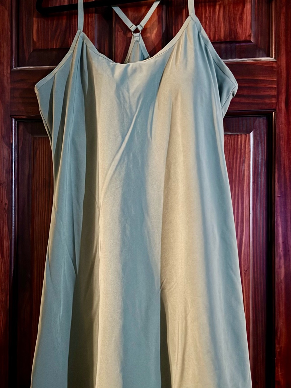 Outdoor Voices Sage Green Strapless Slip Dress with Crisscross Back